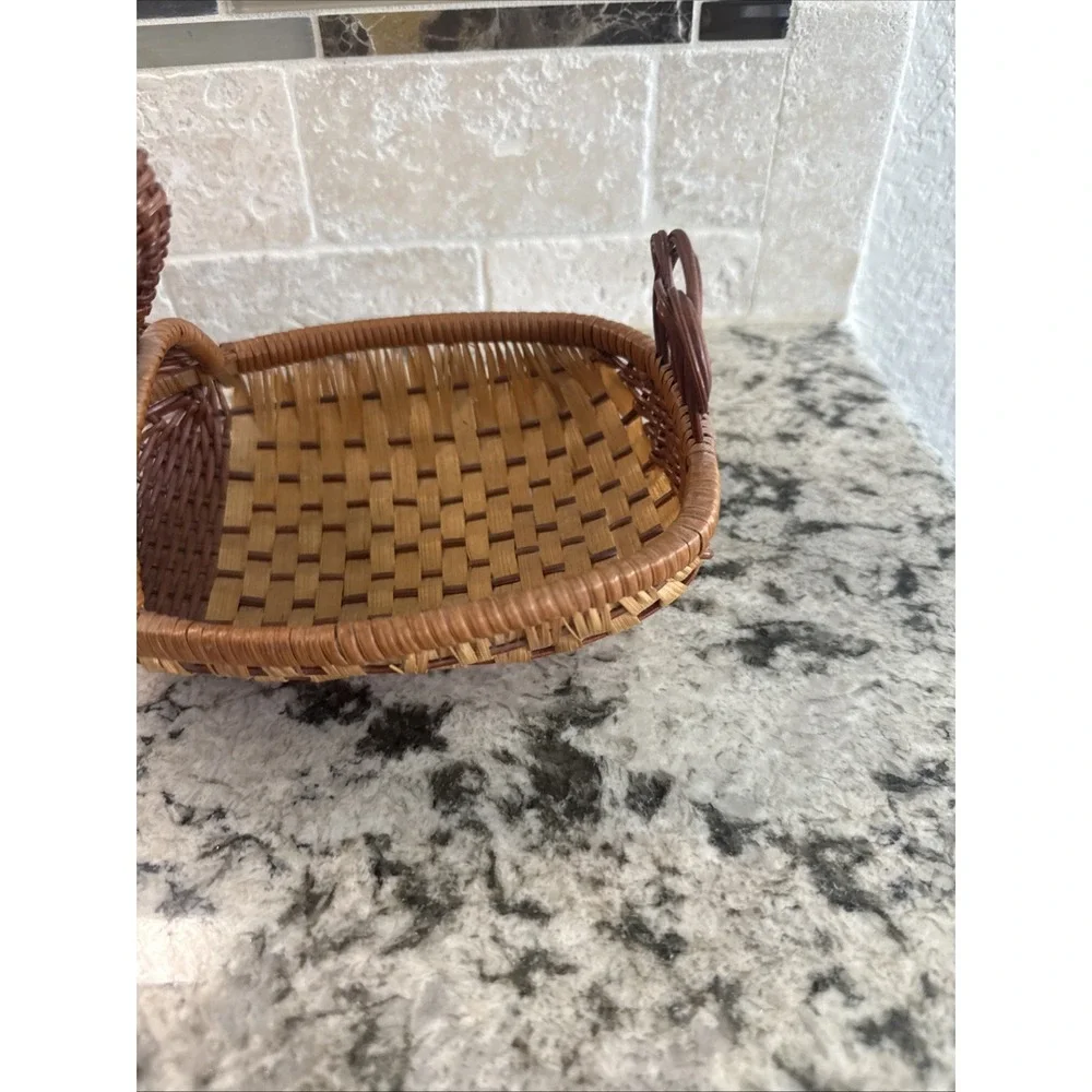 Vintage Wicker Duck Basket Woven Rattan Wood Beak Farmhouse Country Animal Boho